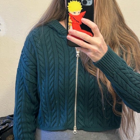 New PacSun Women’s LA Hearts Mini Cable Stitch Knit Zip Up Hoodie Sweater - Picture 10 of 11